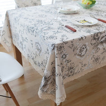 Load image into Gallery viewer, White Peony Cotton Linen Tablecloths Tea Table Cloth Dinner Tablecloth American Country Table Cover Retro Pattern
