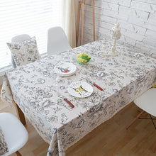Load image into Gallery viewer, White Peony Cotton Linen Tablecloths Tea Table Cloth Dinner Tablecloth American Country Table Cover Retro Pattern