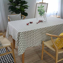 Load image into Gallery viewer, New Gray Rectangular Geometric Triangular Tablecloth Pastoral Freshness Linen and Cotton Home Kitchen Table Cloth Toalha de mesa