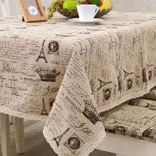 Load image into Gallery viewer, European Retro Classical Tablecloth Eiffel Tower Line and Cotton Dust-Proof Lace Home Table Cloth Toalha de mesa Table Cover