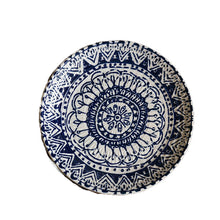 Load image into Gallery viewer, Dinner Plates Bohemian blue geometric pattern underglaze ceramic plate
