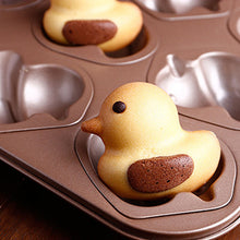 Load image into Gallery viewer, 9 cups of gold non-stick bear / duck cake baking mold kitchen bread baking tools
