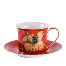 Load image into Gallery viewer, Dinner plates Hand painted botanical drawing gold afternoon tea dessert plate and tea cup
