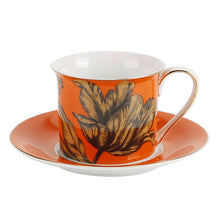 Load image into Gallery viewer, Dinner plates Hand painted botanical drawing gold afternoon tea dessert plate and tea cup
