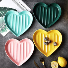 Load image into Gallery viewer, Heart-shaped colorful ceramic salad bowl baked rice plate
