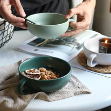 Load image into Gallery viewer, Ceramic cereal bowl simple wind matte solid color breakfast bowl with handle
