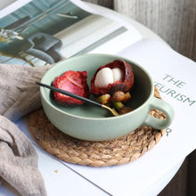 Load image into Gallery viewer, Ceramic cereal bowl simple wind matte solid color breakfast bowl with handle
