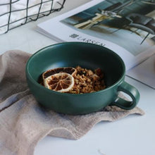 Load image into Gallery viewer, Ceramic cereal bowl simple wind matte solid color breakfast bowl with handle
