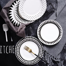 Load image into Gallery viewer, Dinner Plates Simple black geometric bone china main plate restaurant dessert plate dinnerware sets
