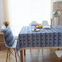 Load image into Gallery viewer, Bohemian blue elephant cotton linen home tablecloth tablecloth

