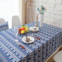 Load image into Gallery viewer, Bohemian blue elephant cotton linen home tablecloth tablecloth
